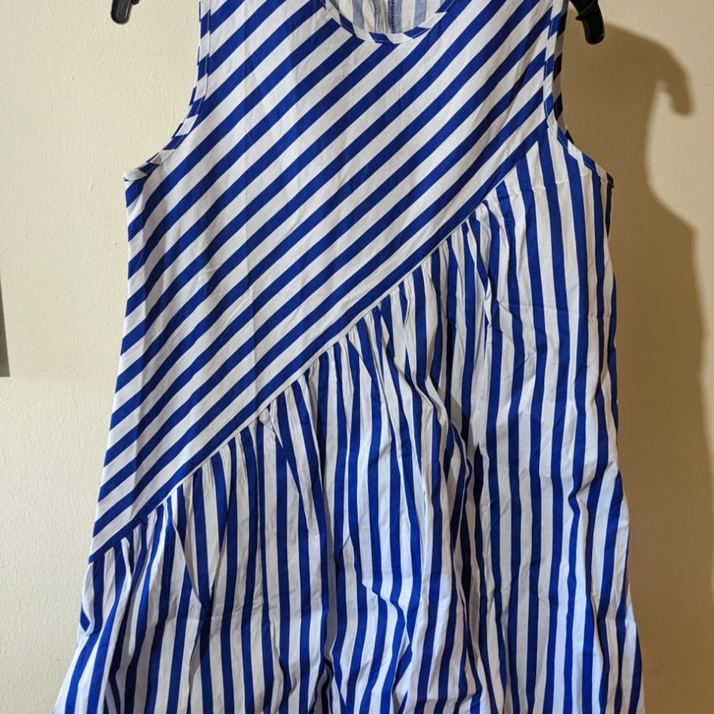 Blue and White Striped Sleeveless Dress/Tunic